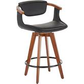 Oracle 26" Counter Stool in Black Leatherette & Black Metal